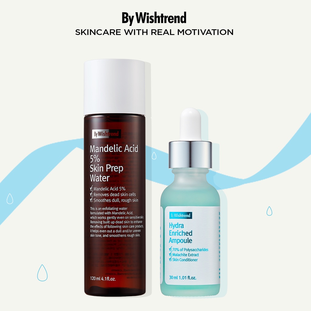 Combo Tinh Chất By Wishtrend Hydra Enriched Ampoule 30ml+By Wishtrend Mandelic Acid 5% Skin Prep Water 120ml