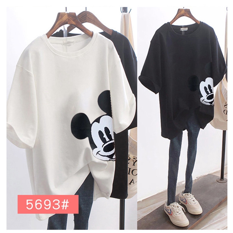 NRVP Áo thun ngắn tay cổ tròn dáng rộng in họa tiết vui nhộn thời trang mùa hè dành cho nữ