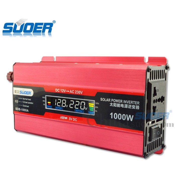 Inverter kích điện 12V lên 220V 1500W SUOER SDB-D1500A có màn hình hiển thị