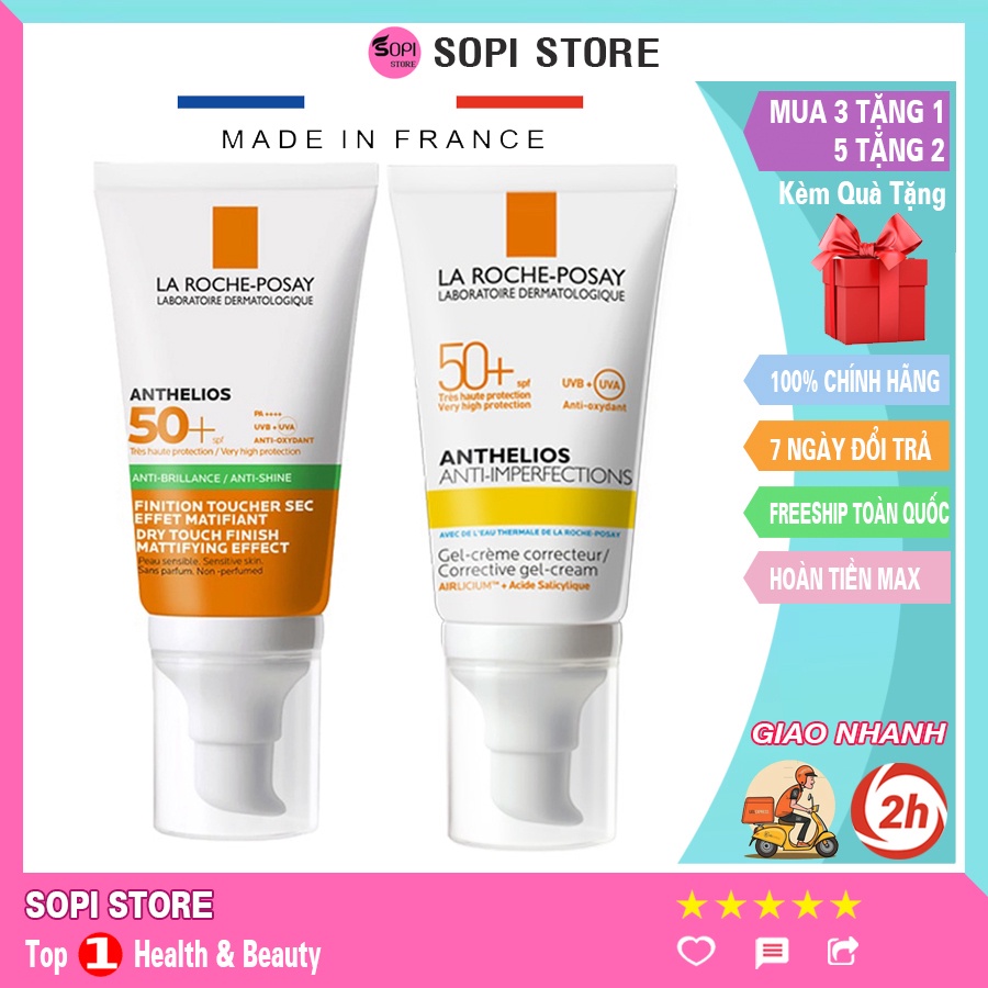 Kem chống nắng LA ROCHE POSAY Anthelios dành cho da thường, da dầu, da mụn SPF50+ 50ml