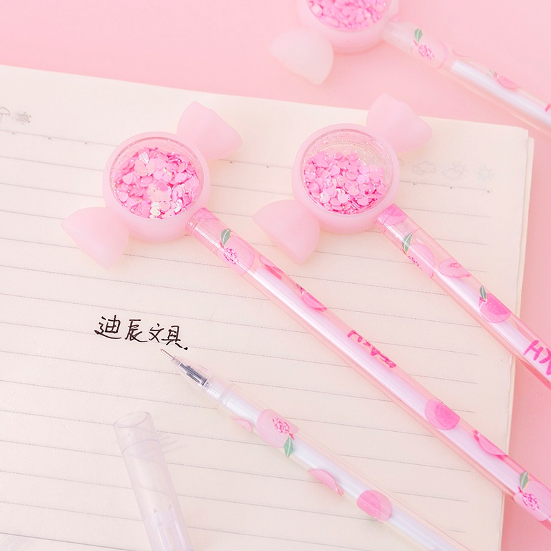 Bút Gel Màu Pastel Đính Kim Sa Họa Tiết Trái Tim Nhỏ Sáng Tạo Cho Học Sinh