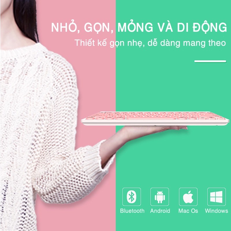 Bàn Phím Bluetooth Forter IK3381 - Dùng cho Điện thoại, Máy tính bảng, Laptop - Kết nối cùng lúc 3 thiết bị