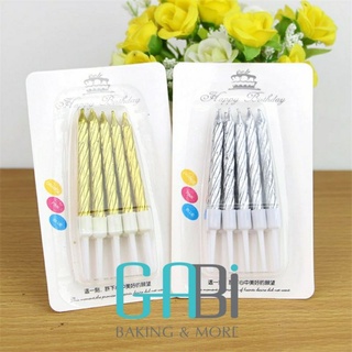 Set 10 nến xoắn nhũ màu vàng/bạc