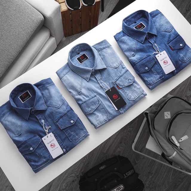 ÁO KHOÁC JEAN DENIM Sơ mi NAM CAO CẤP 3 MÀU