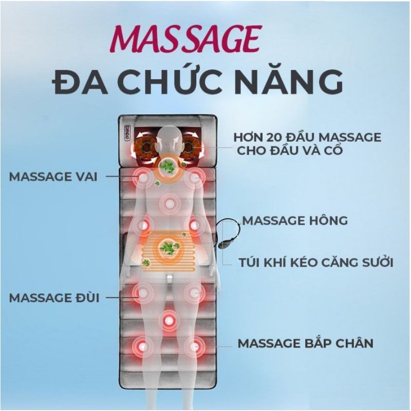 💥💥ĐỆM MASSAGE TOÀN THÂN [TẶNG KÈM GỐI MÁT XA] - ĐA ĐIỂM RUNG - TỎA NHIỆT HỒNG NGOẠI LÀM ẤM CƠ THỂ XUA TAN MỆT MỎI