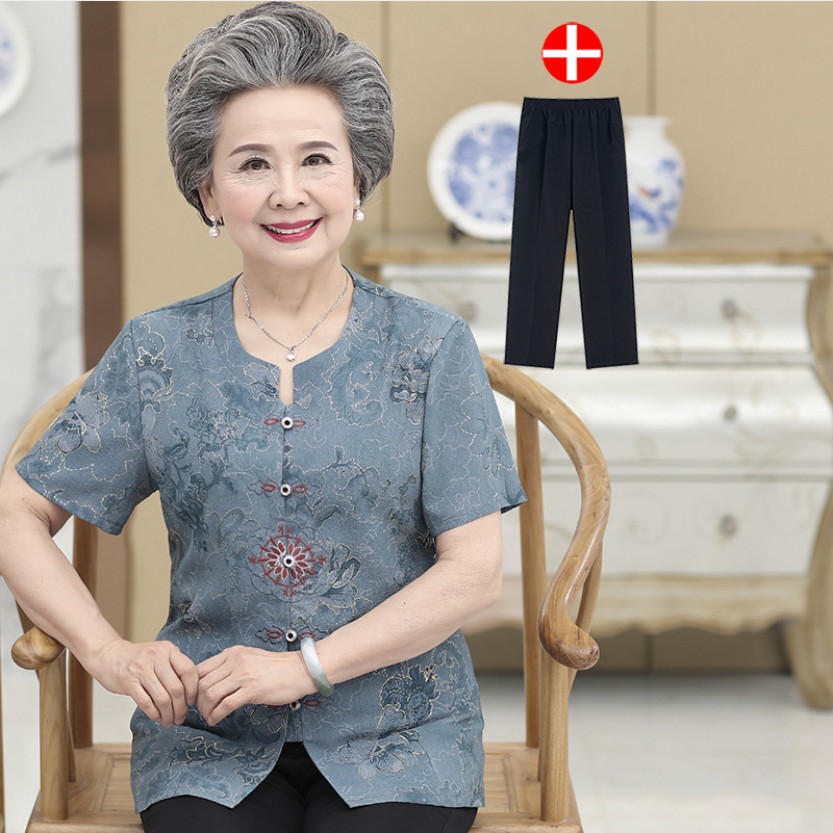 Thời trang trung niên cho bà - Bộ đồ mùa hè cho người cao tuổi