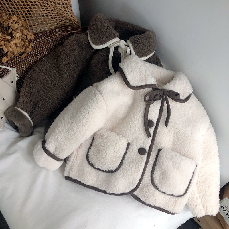 Áo khoác lông cừu tay dài phong cách phương Tây 2023 đáng yêu dành cho bé gái