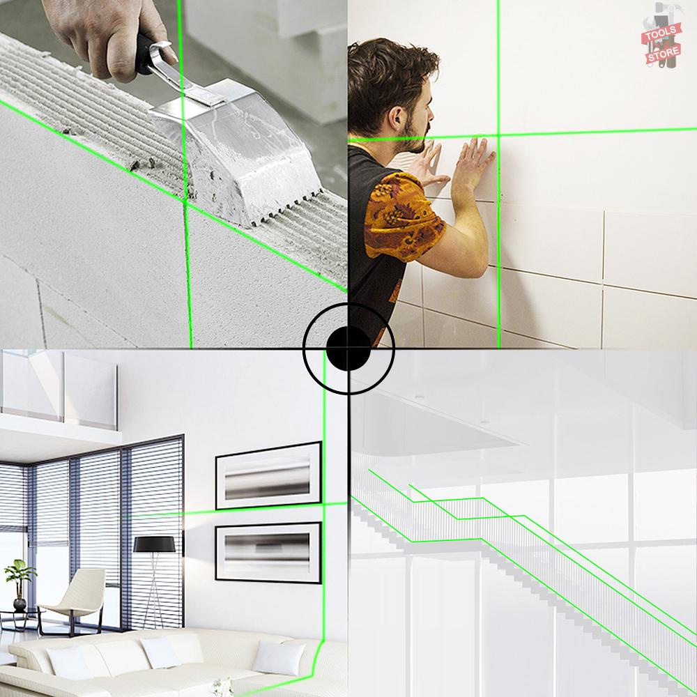 Self-Leveling 2 Lines Green Laser Level Professional Horizontal and Vertical Cross Line Leveling Laser Level Kit with Selectable Laser Lines and Vertical Beam Spread