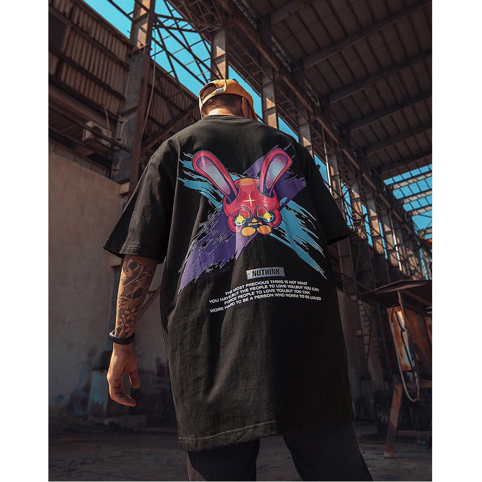 Áo Phông Tay Lỡ Dáng Rộng Unisex Hình Đầu Thỏ, Phong Cách Năng Động Trẻ Trung, Chất Thun Thoáng Mát, Hàng Shop | BigBuy360 - bigbuy360.vn