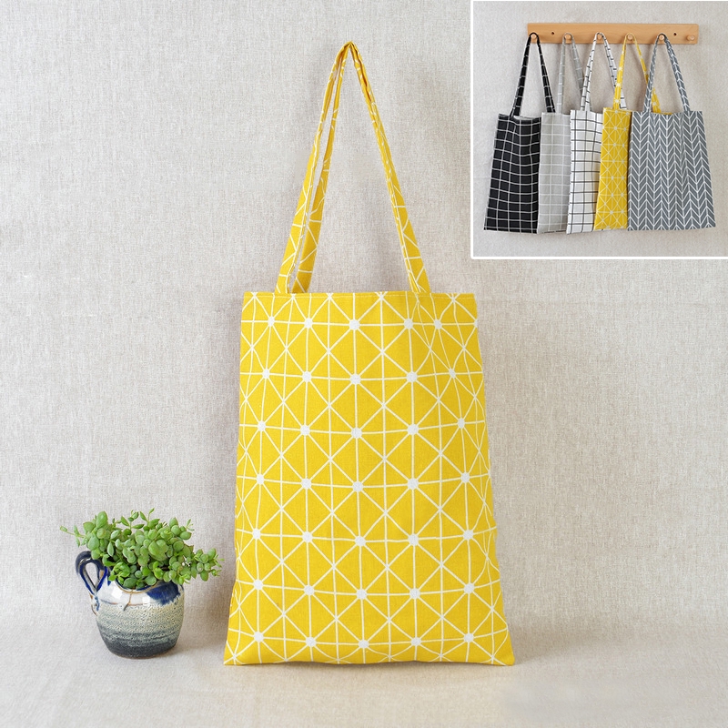 Young Ladies Women Girl Linen Fashion Plaid bag Shopping Bag Handbag Bag Tote Bag Hot Sale