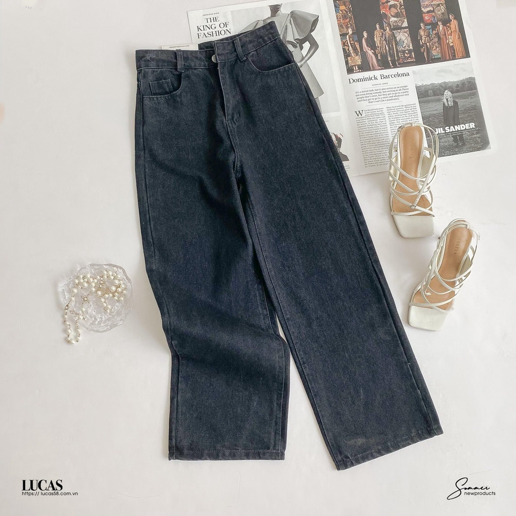 Quần jeans đen baggy dài basic