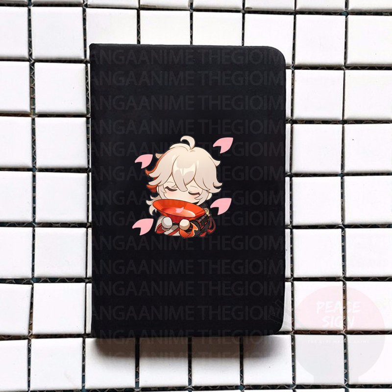 Sổ bìa da A6 in hình nhân vật KAZUHA Genshin Impact game chibi anime sổ tay xinh xắn