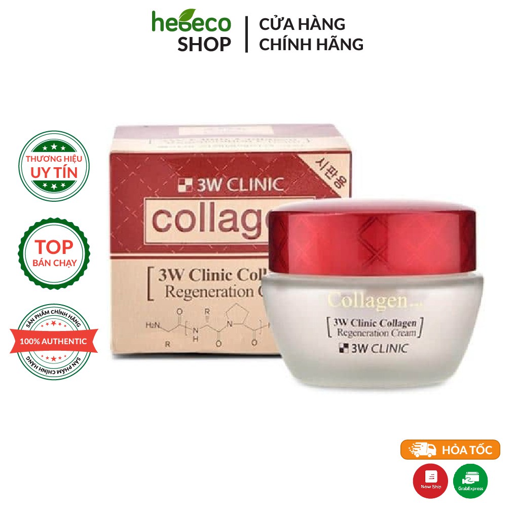 Kem dưỡng da săn chắc chống lão hóa Collagen 3W CLINIC COLLAGEN REGENERATION CREAM 60g - Hàn Quốc Chính Hãng