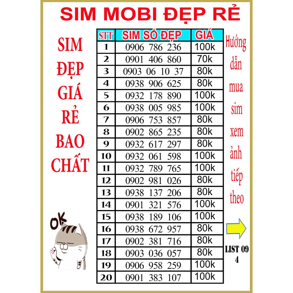 Sim mobi C90N 09 ĐẸP giá rẻ 💝💝💝 tặng miễn phí tháng đầu ( 4gb/ ngày + 1000 phút mobi + 50 phút ngoại mạng)