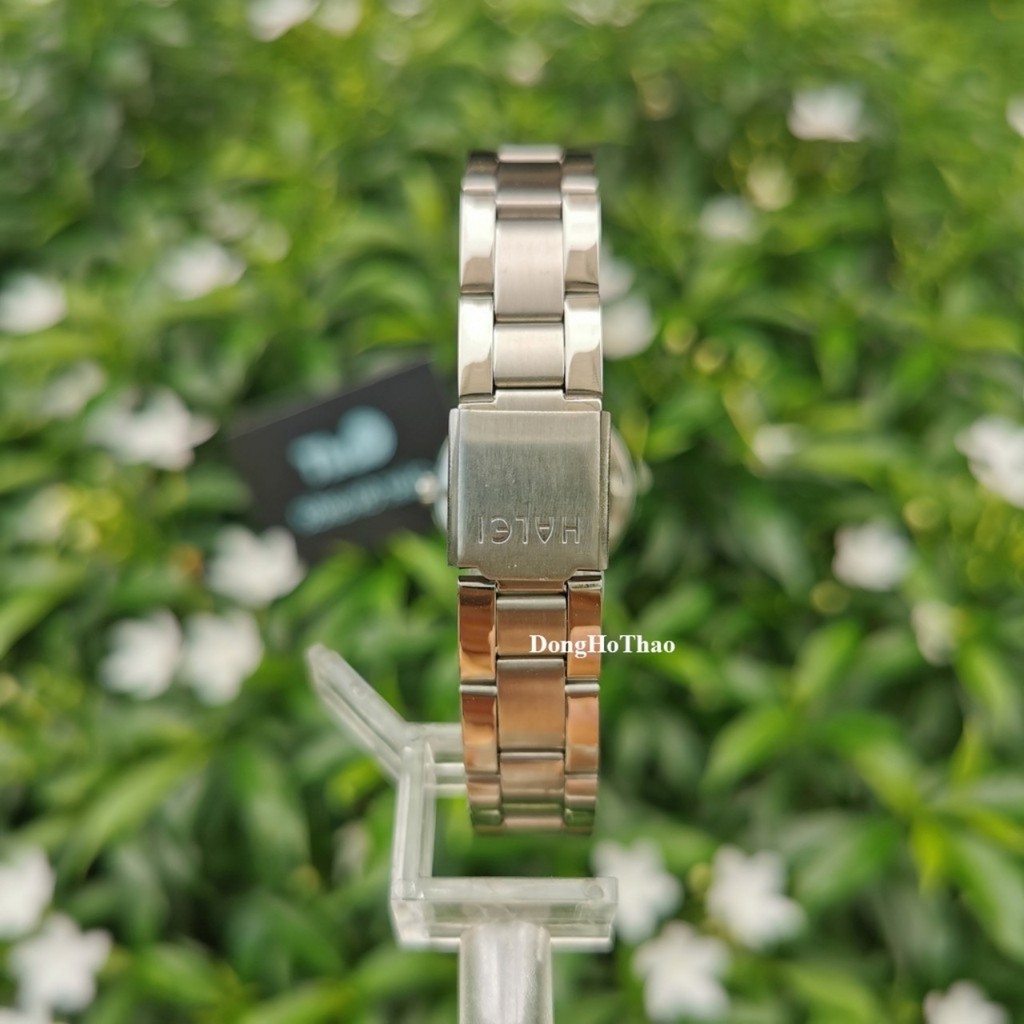 Đồng Hồ Nam Nữ HALEI  Dây Mạ Vàng Cao Cấp HL457 Mặt Đen