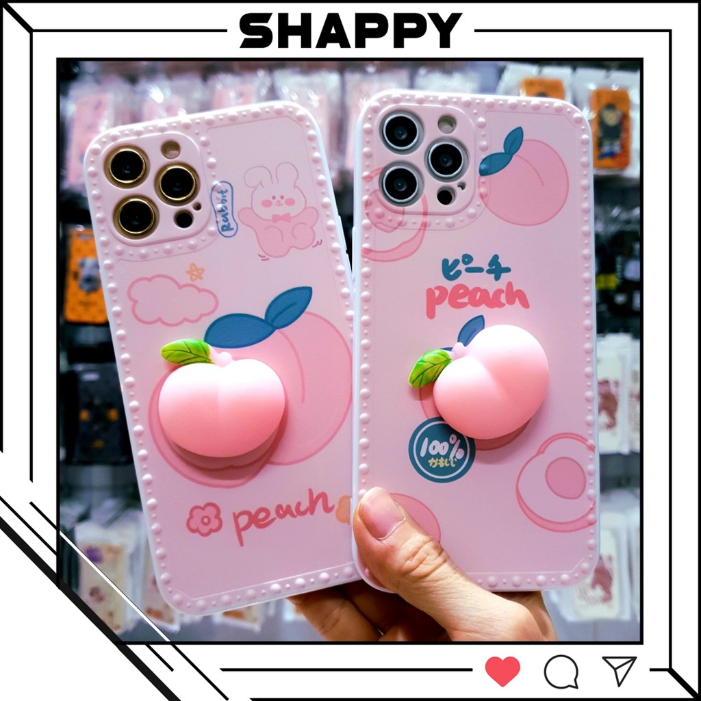 Ốp Lưng IPhone Trái Đào Mochi Dẻo Viền Vuông Các Dòng 7Plus/8Plus/X/XS/XsMax/11/11ProMax/12ProMax [Shappy Shop]