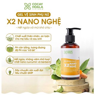 Dung dịch vệ sinh phụ nữ Giảm Hôi Ngứa Gel X2 Nano Nghệ Cỏ Cây Hoa Lá 150 ml