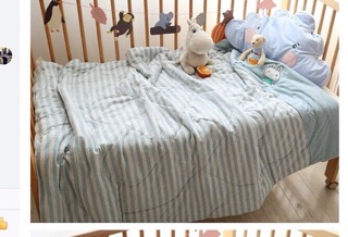 Chăn trần bông kẻ cotton