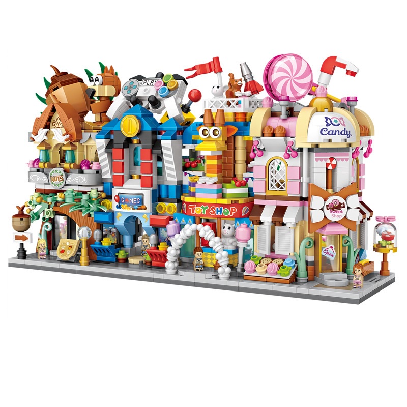 Đồ chơi lắp ráp mini building blocks LOZ mô hình cửa hàng đường phố- commercial street view