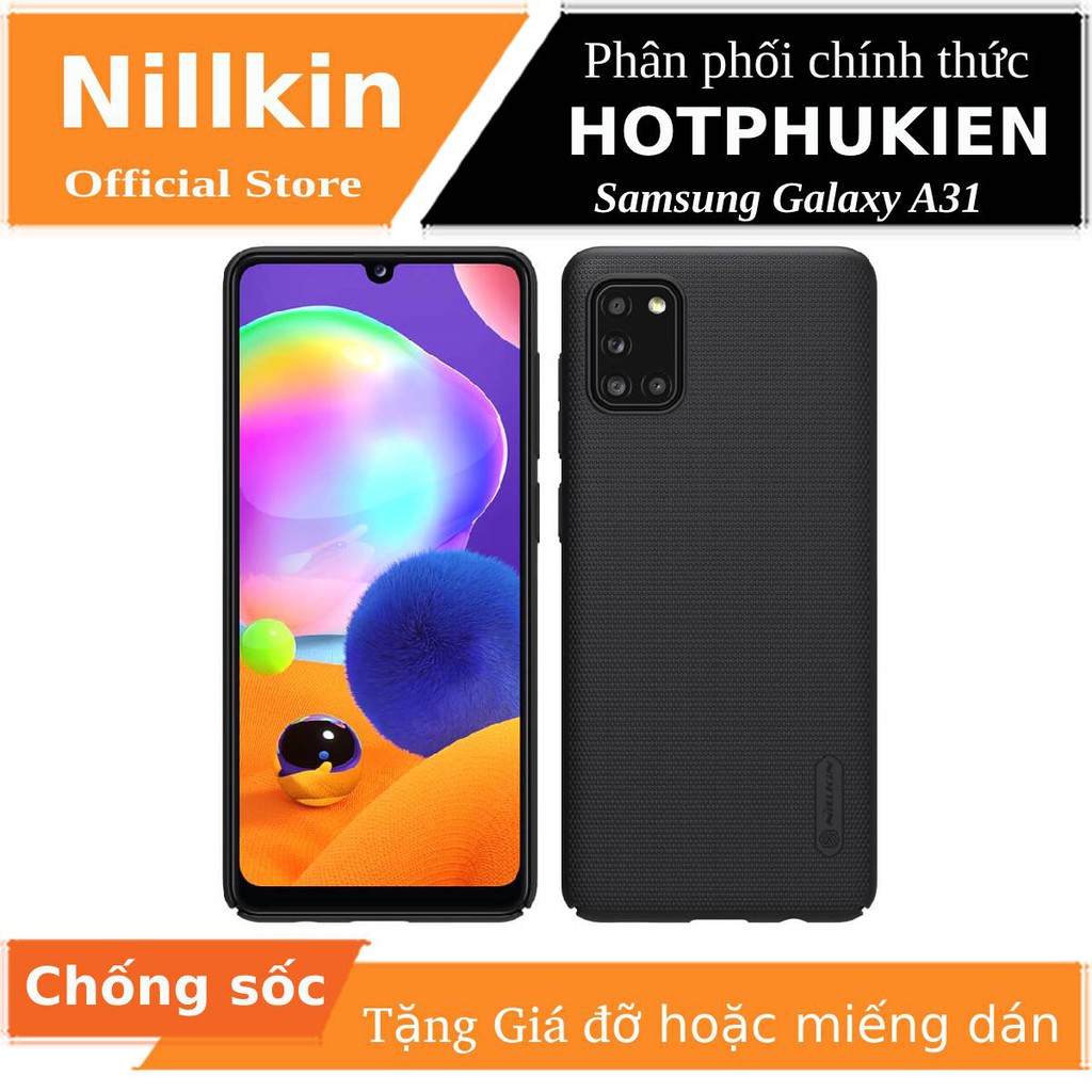 Ốp lưng nhám chống sốc cho Samsung Galaxy A31 chính hãng Nillkin (tặng giá đỡ hoặc miếng dán từ tính)