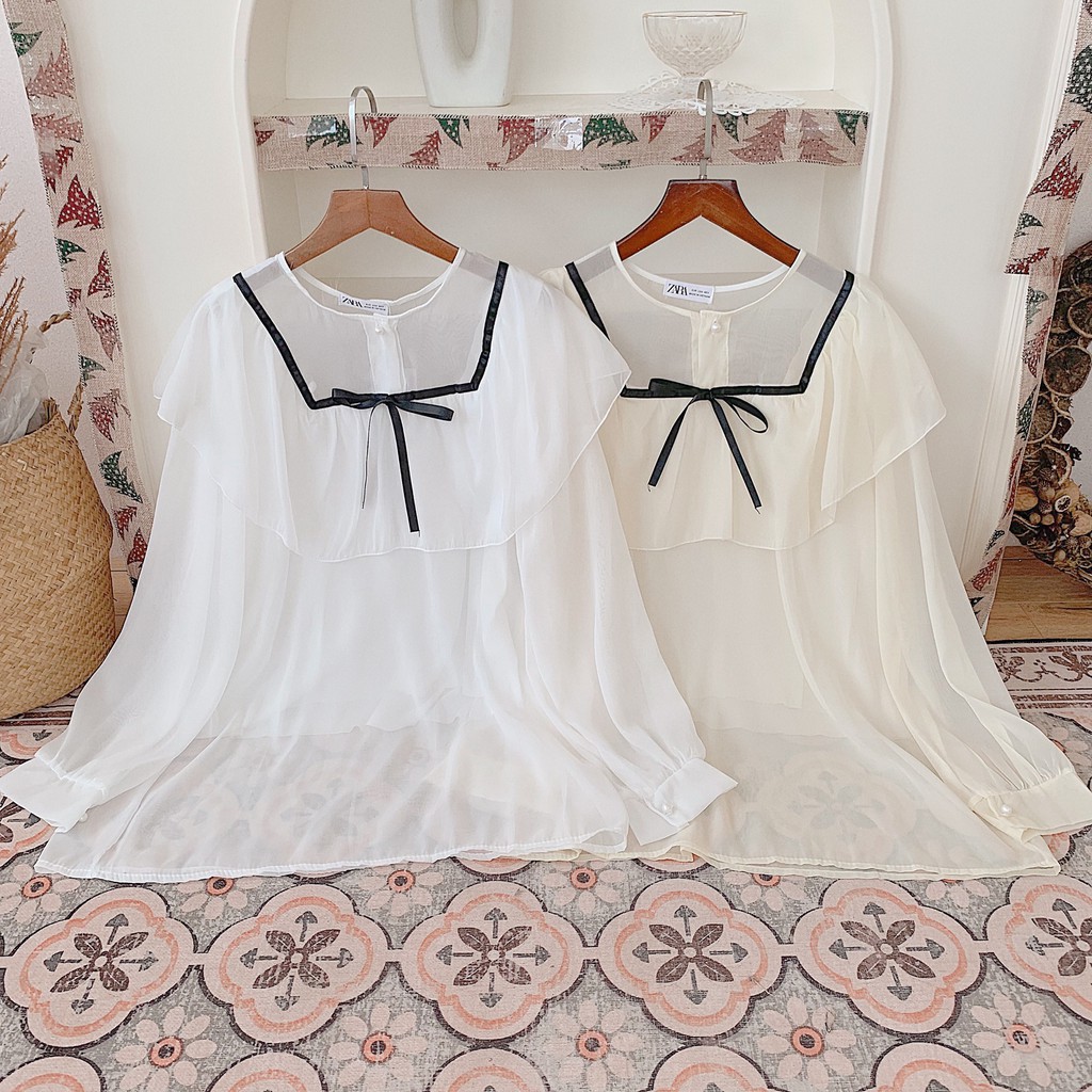 [ẢNH THẬT] - Áo sơ mi cổ nơ voan tơ ulzzang - SM05 - jannahouse
