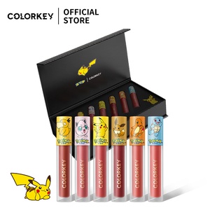 Set 6 son môi COLORKEY màu nhung lì và ánh nước lâu trôi 1gx6