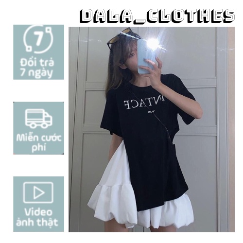 Set áo váy xẻ tà vintage kèm chân váy trắng tiểu thư xinh xắn dáng xòe công chúa hàn quốc