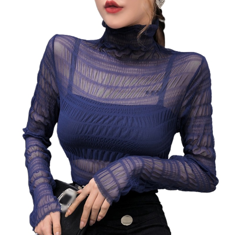 Áo Lưới Dài Tay Cổ Cao Gợi Cảm Cho Nữ