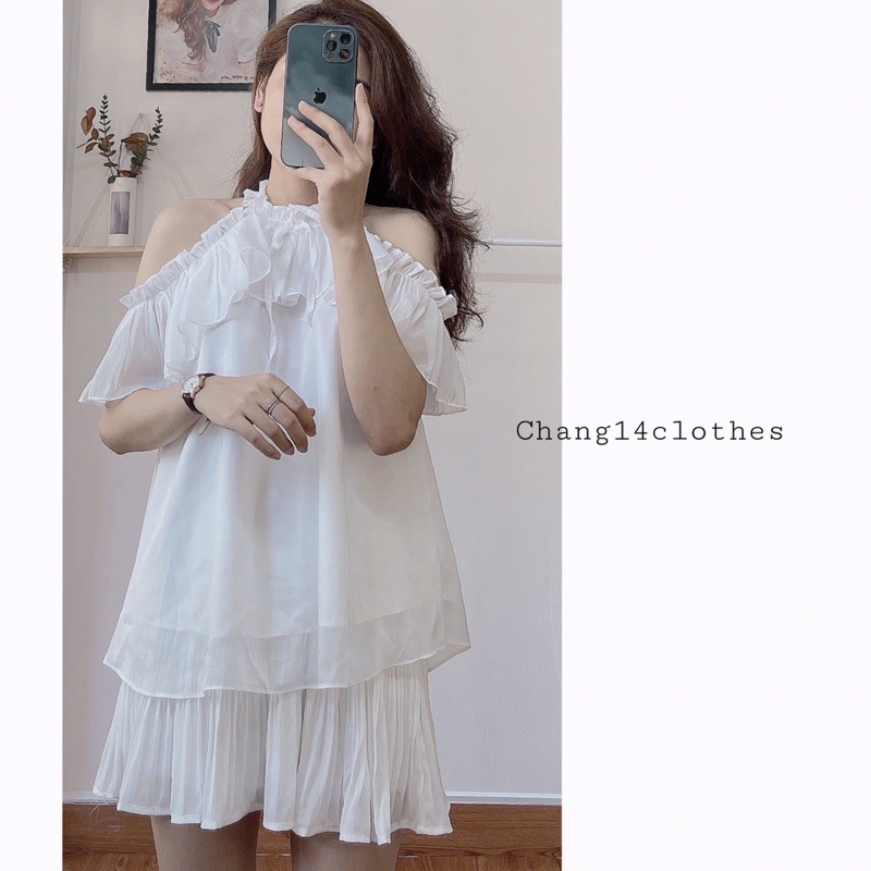 Áo yếm voan thiết kế cách điệu dáng suông viền bèo | BigBuy360 - bigbuy360.vn