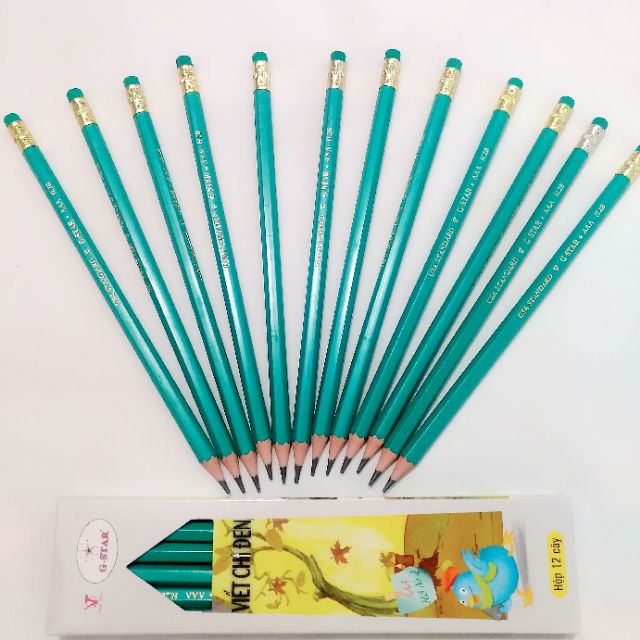 12 cây bút chì AAA có tẩy, viết chì có tẩy
