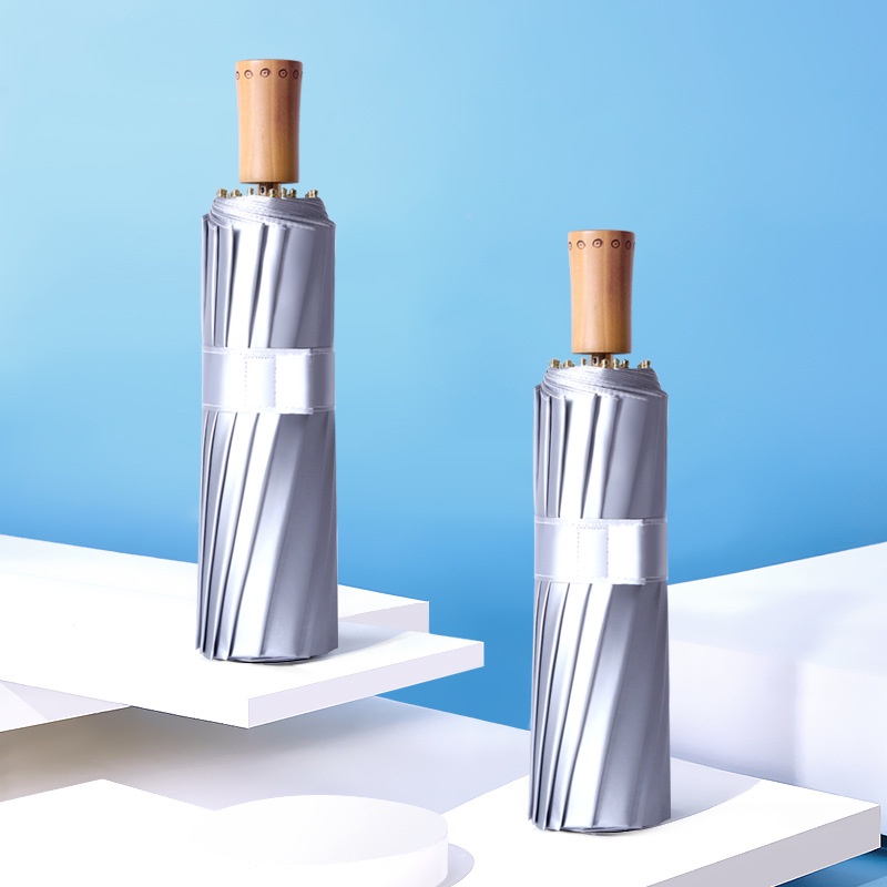Dù Che Nắng/Mưa Bằng Titan Mạ Bạc 16 Xương Gấp Gọn Tiện Dụng