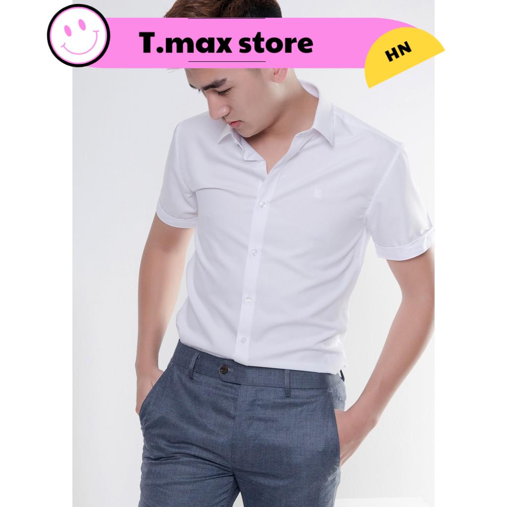 Áo Sơ Mi Nam Tay Ngắn Trắng Đen chất đẹp, sơ mi nam cộc tay body Hàn Quốc