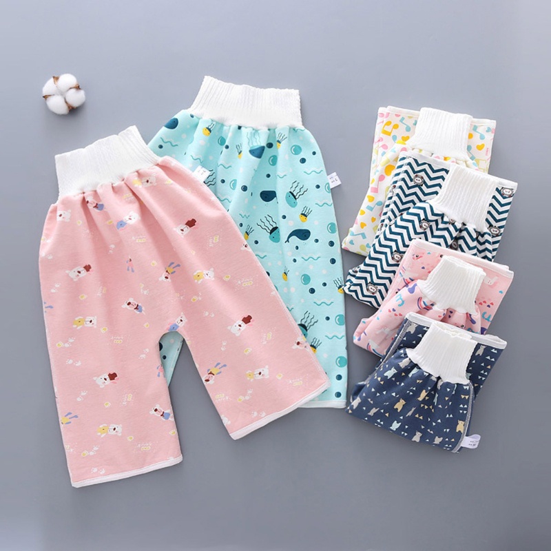 Quần Tã Dạng Váy Ngắn 2 Trong 1 Bằng Vải Cotton Thoải Mái Chống Nước Có Thể Giặt Rửa Cho Trẻ Em
