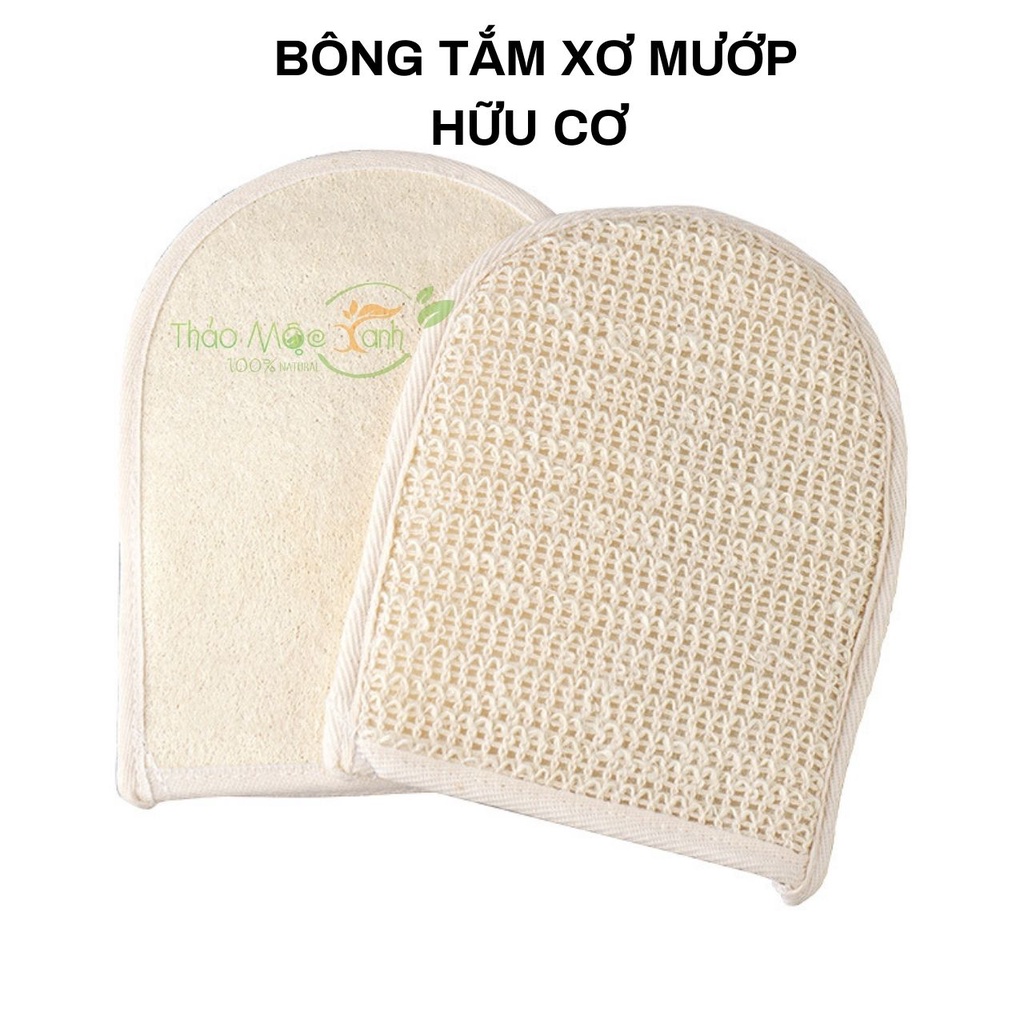 Bông tắm xơ mướp hữu cơ tạo bọt xỏ tay tiện dụng