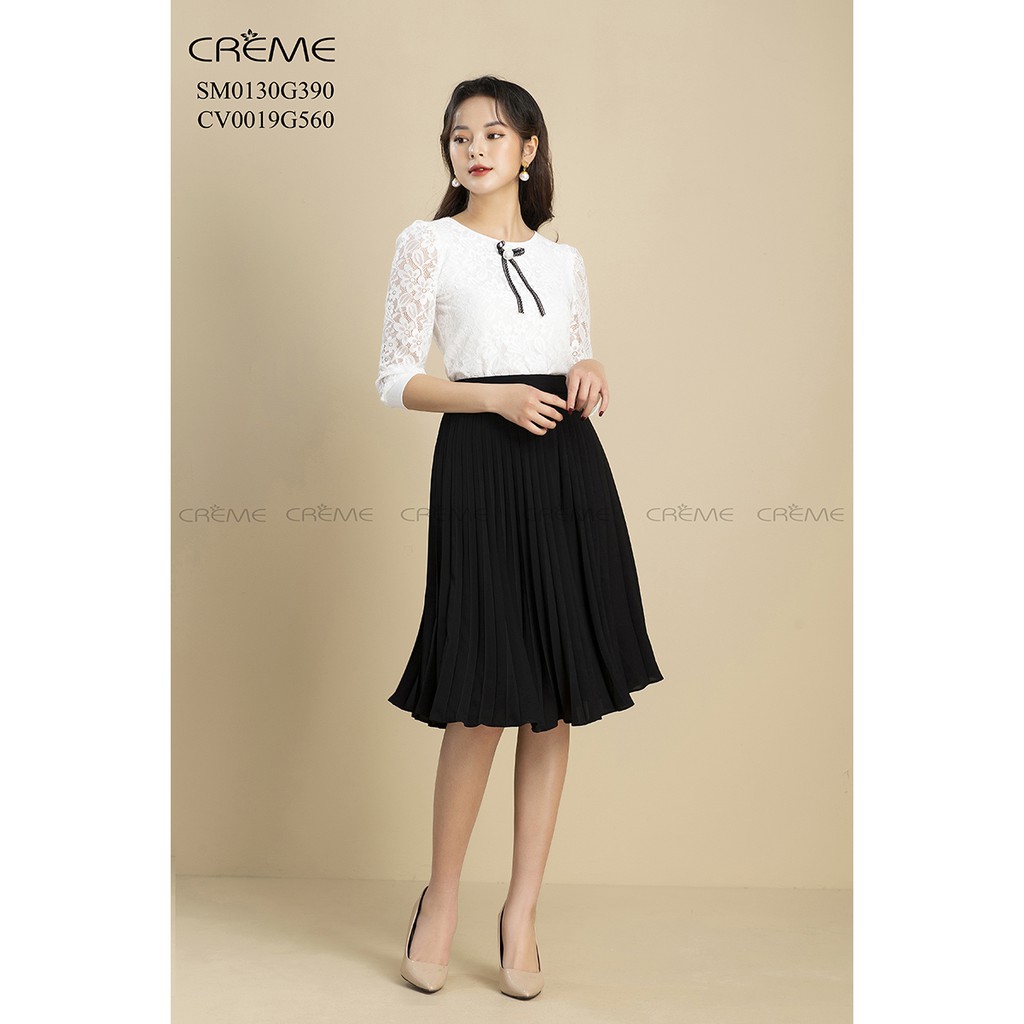 [Mã FASHIONMALLT4 giảm 15% đơn 150k] Áo sơ mi ren tay lỡ SM0130 CREME | BigBuy360 - bigbuy360.vn