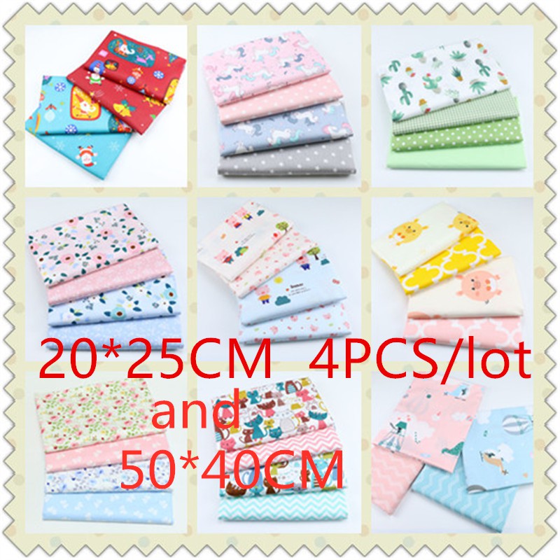 Set 4 Tấm Vải 20x25cm 100% cotton Nguyên Chất Tự May Vá