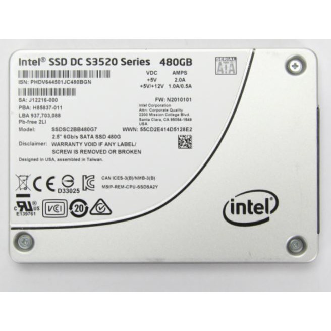 Ổ Cứng SSD INTEL 480GB | DC S3520 | SSDSC2BB480G7