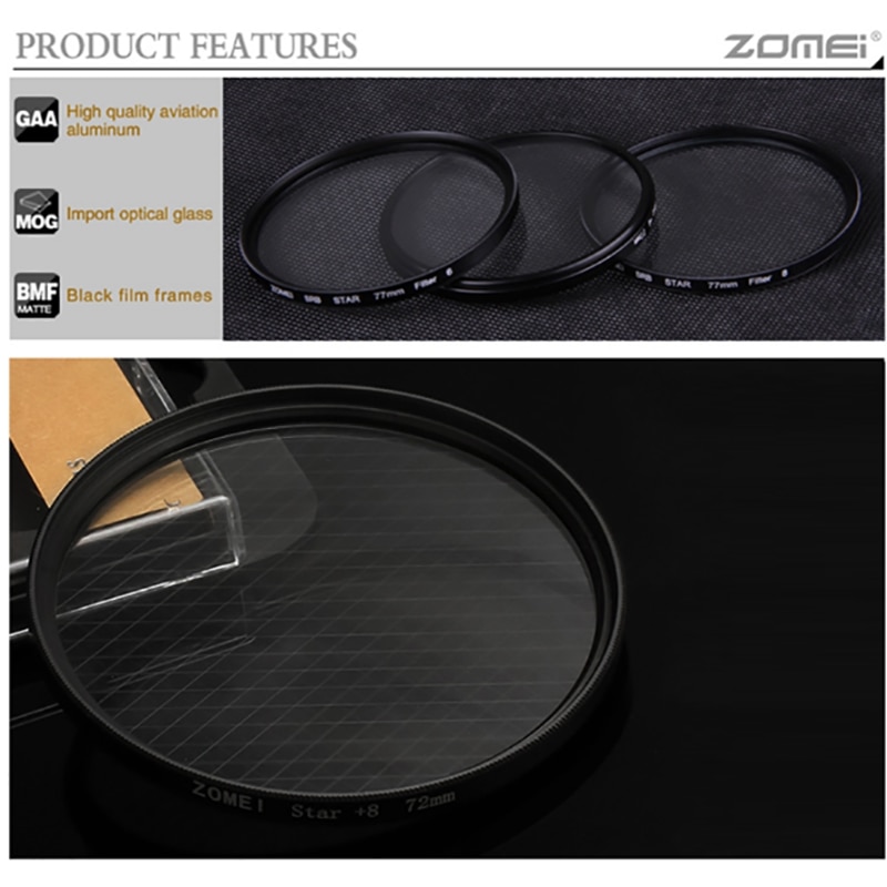 Zomei Star Line Star Filter 4 6 8 49 52 55 58 62 67 72 77 82mm For Canon Nikon Sony Dslr Camera