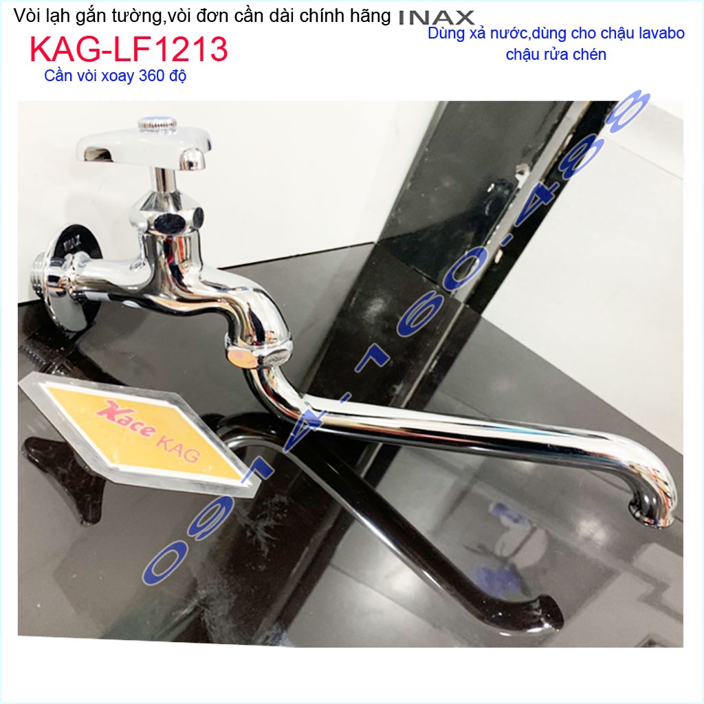 Vòi lạnh gắn tường KAG-LF12-13 âm-tường, Vòi bếp cần dài tay vặn siêu bền-xả nước mạnh dùng tốt