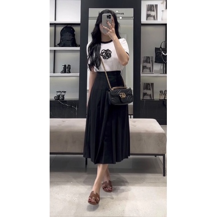 Chân váy xếp ly thiết kế dáng dài tôn dáng nhiều màu Tips shop