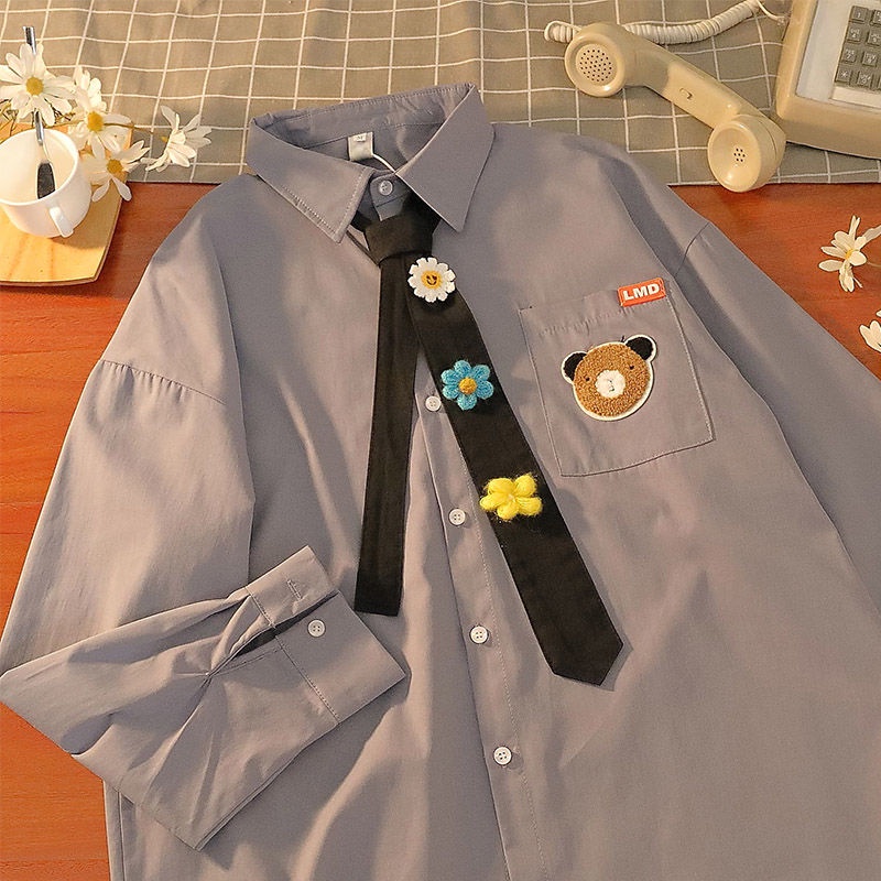 Áo Sơ Mi Tay Dài Phong Cách Nhật Bản Thời Trang Xuân Thu Dành Cho Cặp Đôi