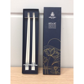 Bộ 2 hoặc 6 Đôi Đũa Sứ Dưỡng Sinh 24.4cm Trắng, Minh Long I, Việt Nam