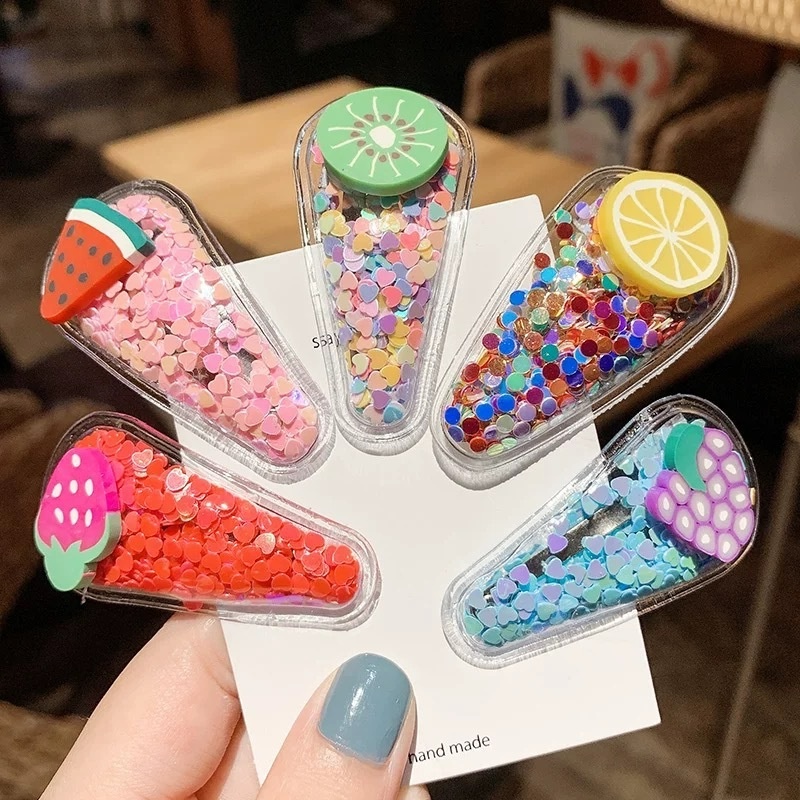 Kẹp Tóc Kim Tuyến Hình Trái Cây Hoạt Hình Đáng Yêu Cho Bé Gái