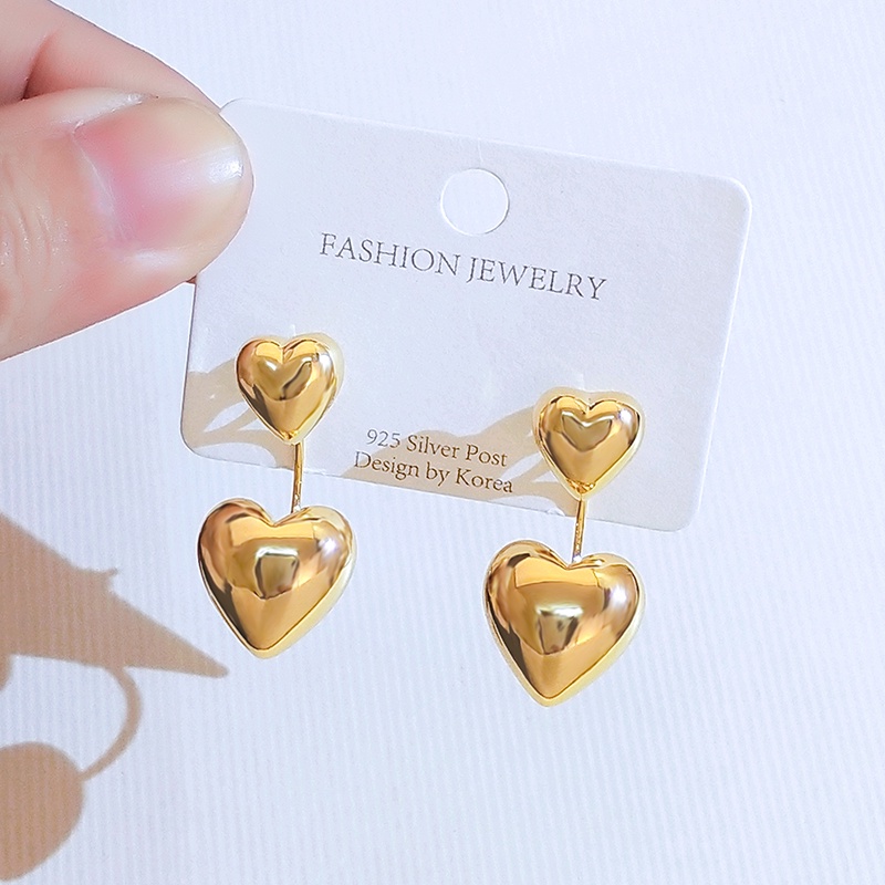 Bông Tai Mạ Vàng 18K Hình Trái Tim Sang Trọng Phong Cách Âu Mỹ