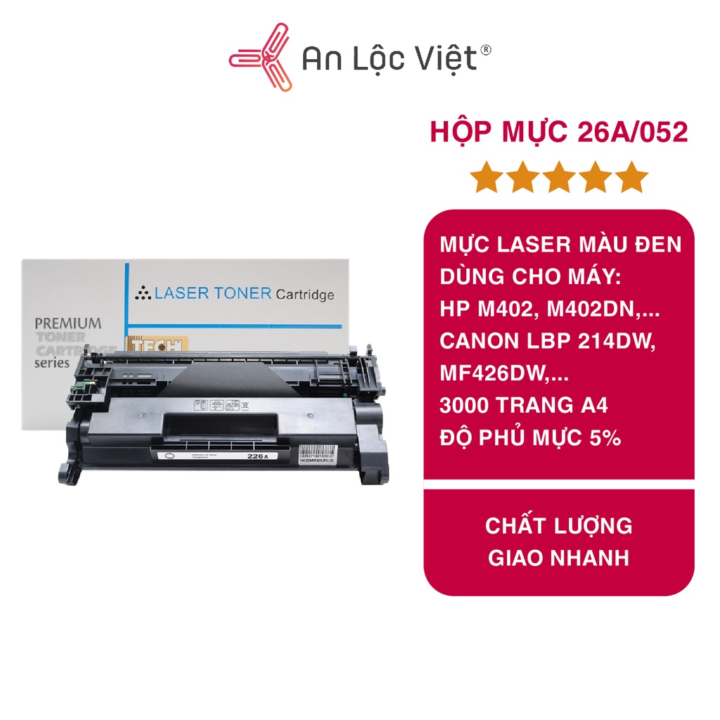 Hộp mực 26A/052 dùng cho máy in HP M402/ M402dn/ M402d/ M402w - máy Canon LBP 214dw/ MF426dw/ MF424dw