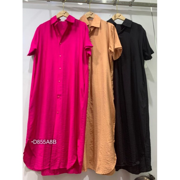 Đầm Maxi Suông Cổ Polo ,Váy Sơ Mi Dáng Dài Ngắn Tay Có Túi Thô Cao Cấp Thích Hợp Đi Biển Dạo Phố D855A8B
