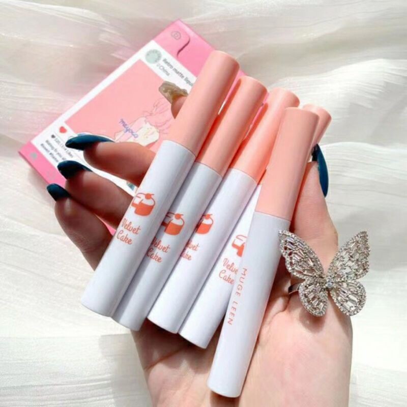 Set 5 son kem cổ trang siêu lì mịn đẹp cô gái Mugeleen pink smoke son nội địa trung