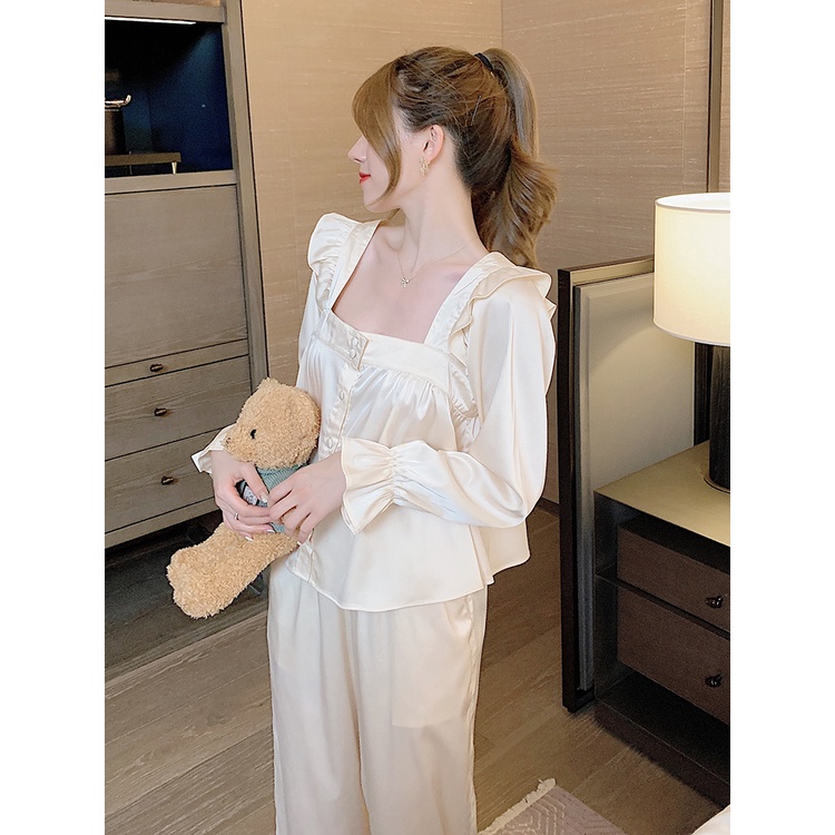 Bộ ngủ nữ dài tay mặc nhà bộ ngủ lụa LATIN IMODA, thoáng mát, vải mềm mịn, sang trọng free side từ 45-60kg | BigBuy360 - bigbuy360.vn