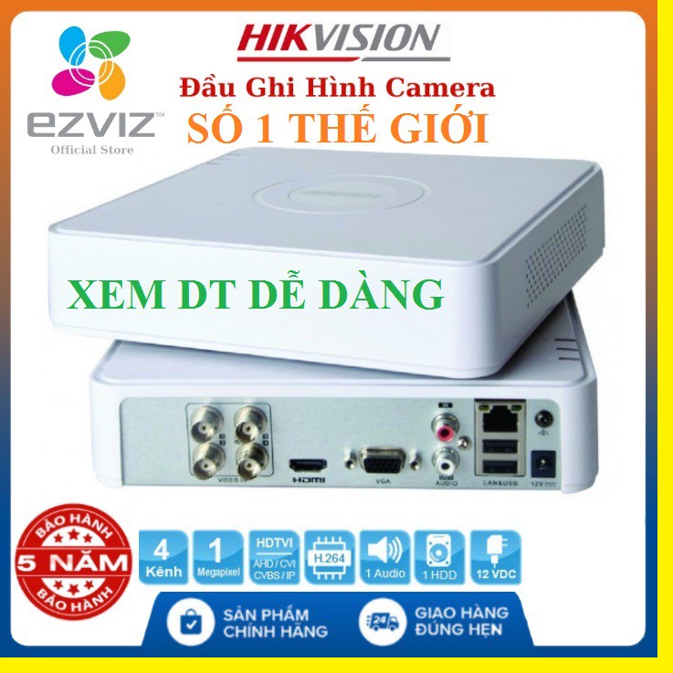Đầu Ghi Camera Hikvision DS-7104HGHI-F1 , Cổng xuất hình ảnh HDMI & VGA 1080P đồng thời , Hỗ trợ -XEM DT DỄ DÀNG