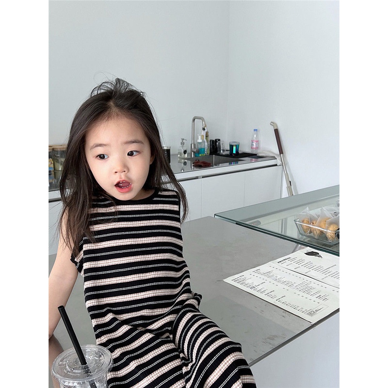 Hàng Mới Về Đầm Công Chúa Mùa Hè Dáng Suông Sát Nách Kẻ Sọc Phong Cách Mori Hàn Quốc Dễ Phối Đồ Cho Bé Gái 5 Tuổi